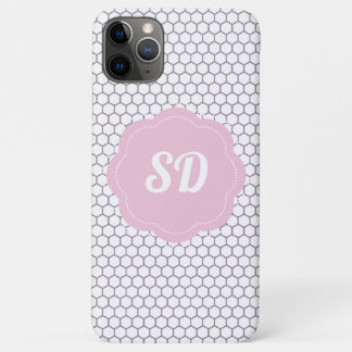 Light Pink Honeycomb Custom Monogram iPhone 11 Pro Max Case