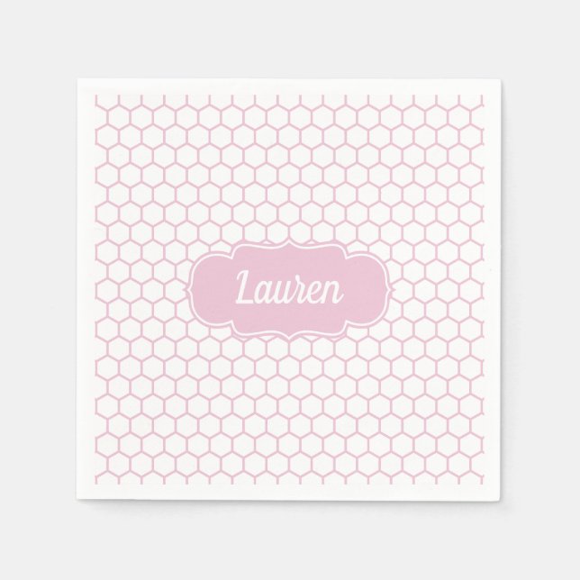 Light Pink Honeycomb Custom Monogram Napkins (Front)