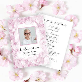 Light Pink Hydrangea Flowers Funeral Service Program