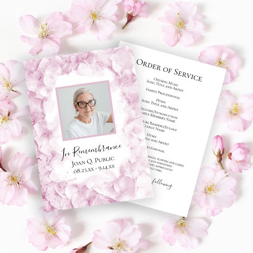Light Pink Hydrangea Flowers Funeral Service Program
