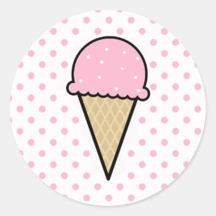 Light Pink Ice Cream Cone Classic Round Sticker