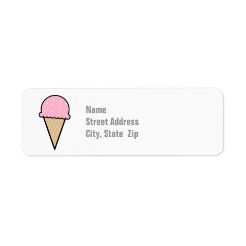 Light Pink Ice Cream Cone Label