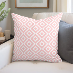Light Pink Ikat Diamonds Throw Pillow