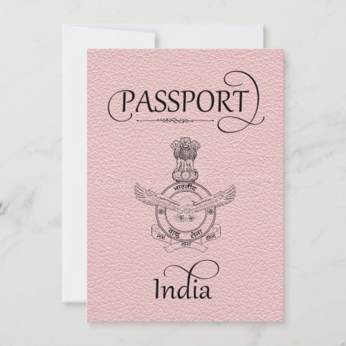 Light Pink India Passport Save the Date Card