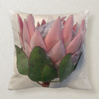 Light Pink King Protea watercolor paper Pillow