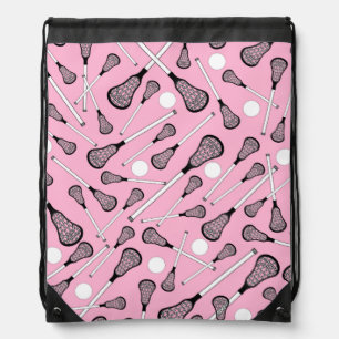 Light pink lacrosse sticks drawstring bag