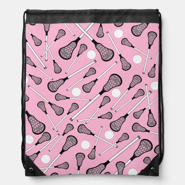 Light pink lacrosse sticks drawstring bag (Front)