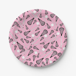 Light pink lacrosse sticks paper plates