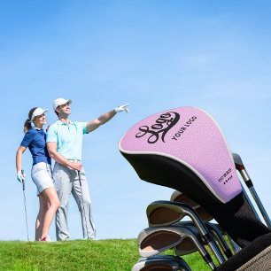 Light Pink Leather Company Logo Business Club Golf Head Cover