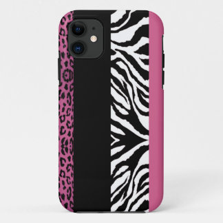 Light Pink Leopard and Zebra Custom Animal Print iPhone 11 Case