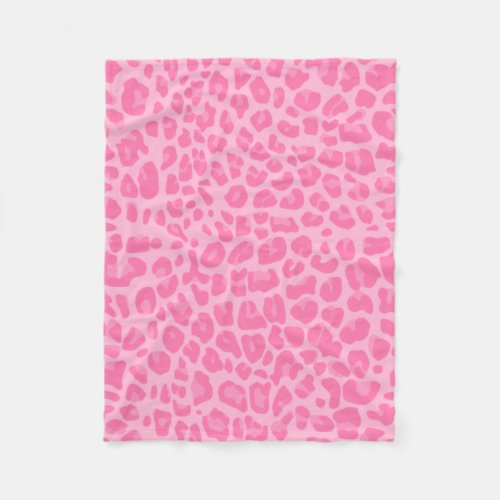 Light pink leopard print pattern fleece blanket