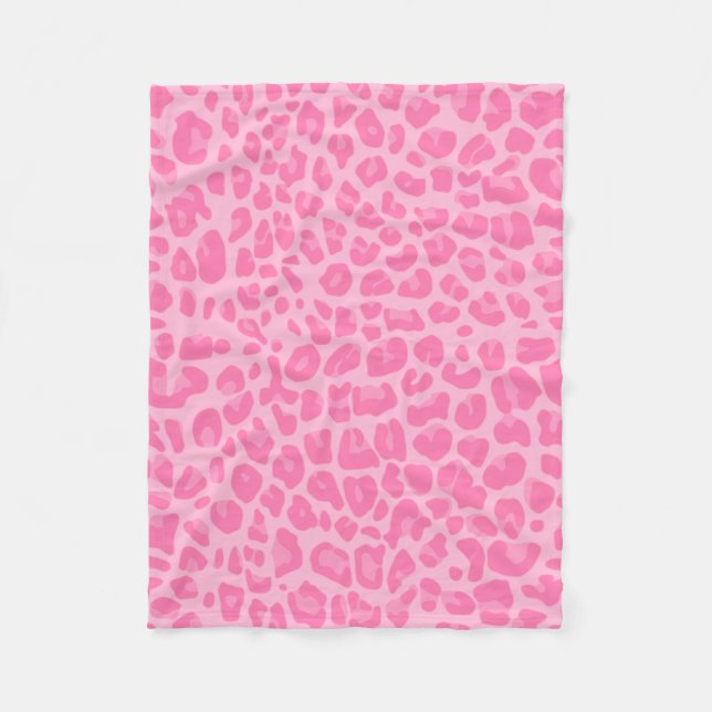 Light pink leopard print pattern fleece blanket (Front)