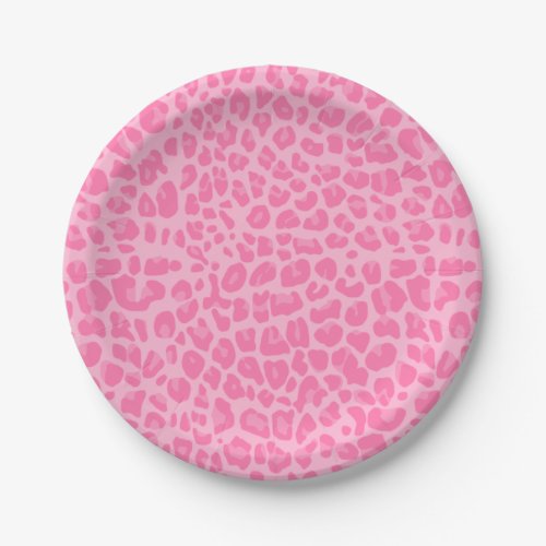 Light pink leopard print pattern paper plates