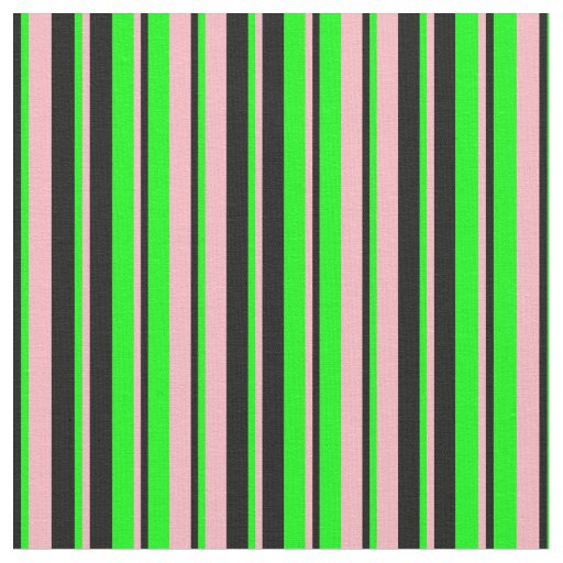 Light Pink, Lime, and Black Lines/Stripes Pattern Fabric