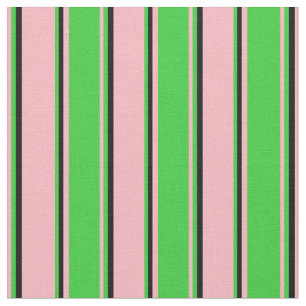 Light Pink, Lime Green, and Black Colored Lines Fabric