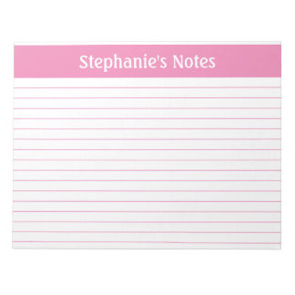 Light Pink Lined 11 x 8.5 Landscape Personalized Notepad