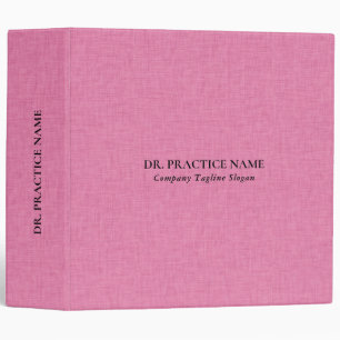 Light Pink Linen Texture Black Dr. Practice Logo 3 Ring Binder