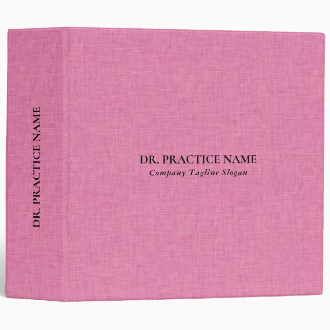 Light Pink Linen Texture Black Dr. Practice Logo 3 Ring Binder (Front/Spine)