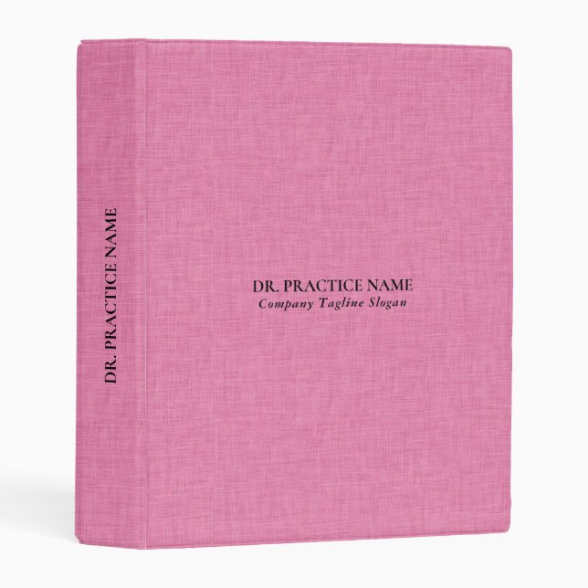 Light Pink Linen Texture Black Dr. Practice Logo Mini Binder (Front/Spine)