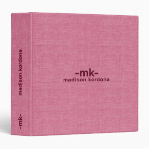Light pink linen texture simple tan typography 3 3 ring binder