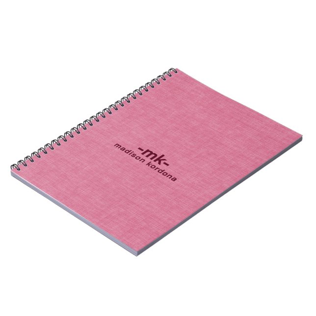Light pink linen texture simple tan typography 3 notebook (Left Side)