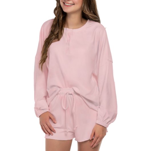 Light Pink Long Sleeve Pajama Set (Front)