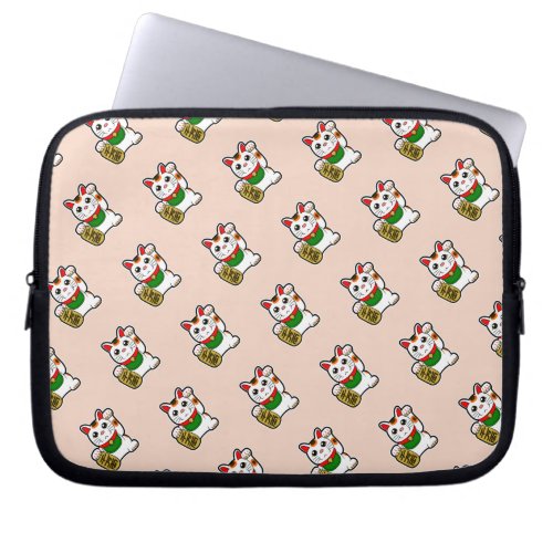 Light Pink Lucky Cat Pattern Laptop Sleeve