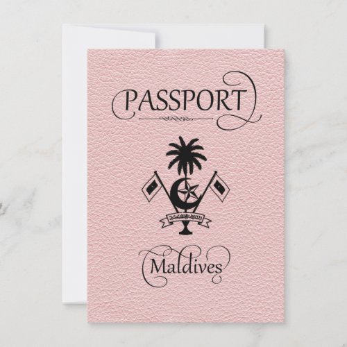 Light Pink Maldives Passport Save the Date Card