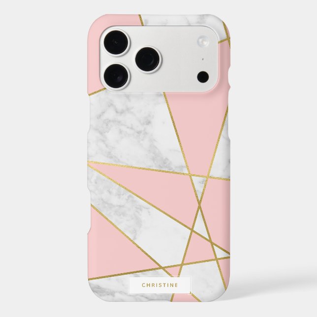Light Pink Marble and Gold Case-Mate iPhone Case (Back)