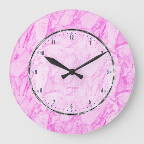 Light Pink Marble Stone Look Large Clock