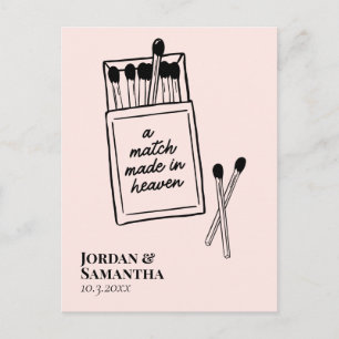Light Pink Match Made in Heaven Save the Date Postcard