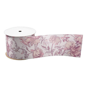Light Pink Mauve Chinoiserie Satin Ribbon