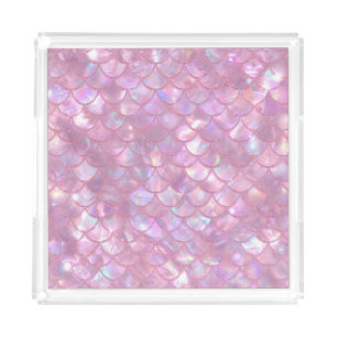 Light Pink Mermaid Print Acrylic Tray