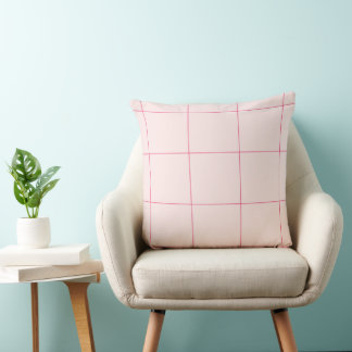 Light Pink Minimalist Grid Outdoor Lumbar Pillow