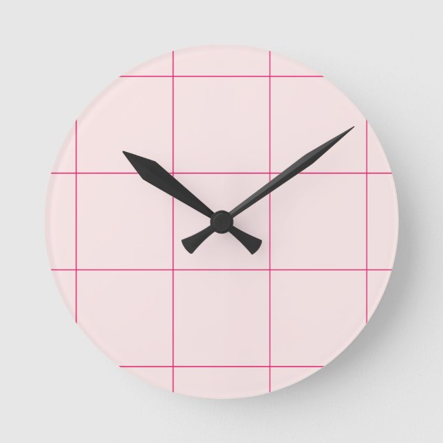 Light Pink Minimalist Grid Wall Clock (Front)
