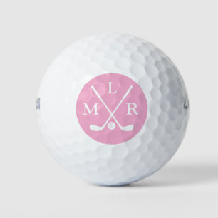 Light-Pink Modern Monogram women golfball mark Golf Balls