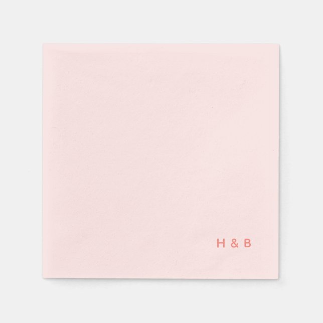 Light Pink Monogrammed Bachelorette Party Napkins (Front)