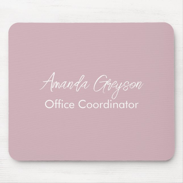 Light Pink Monogrammed Name & Job Position Mouse Pad (Front)