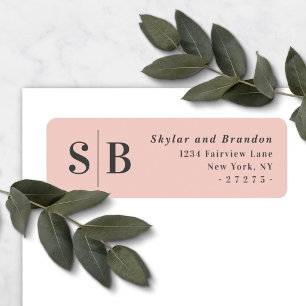 Light Pink Monogrammed Wedding Return Address Label