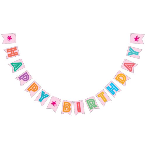 LIGHT PINK MULTICOLORED  HAPPY  BIRTHDAY  SIGN