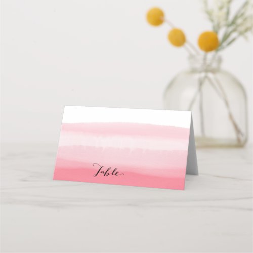 Light Pink Ombre Watercolor Blank Table Guest Place Card