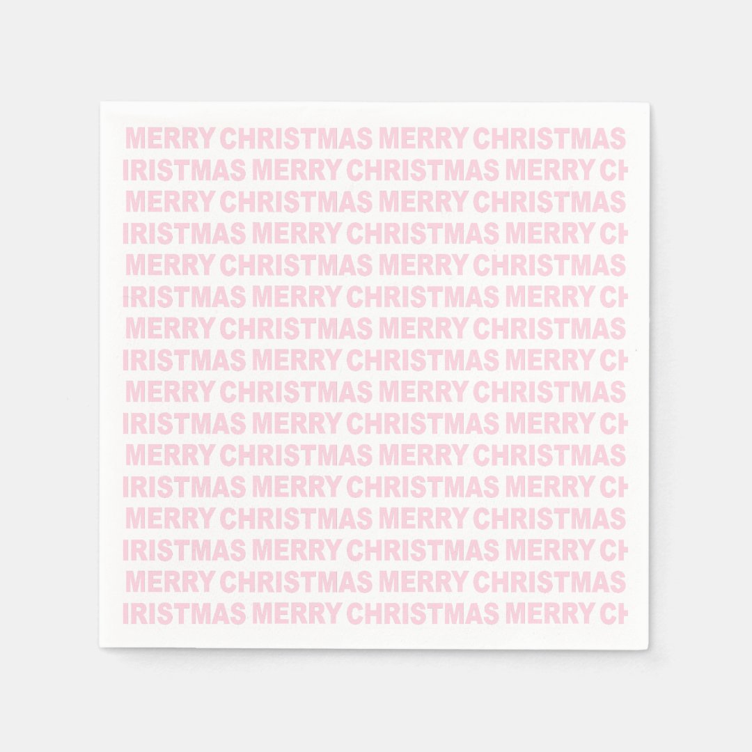 Light Pink Christmas Typography Paper Napkin
