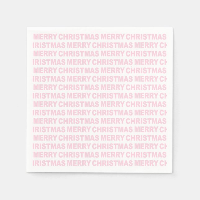 Light Pink on White Christmas Typography Napkins (Front)