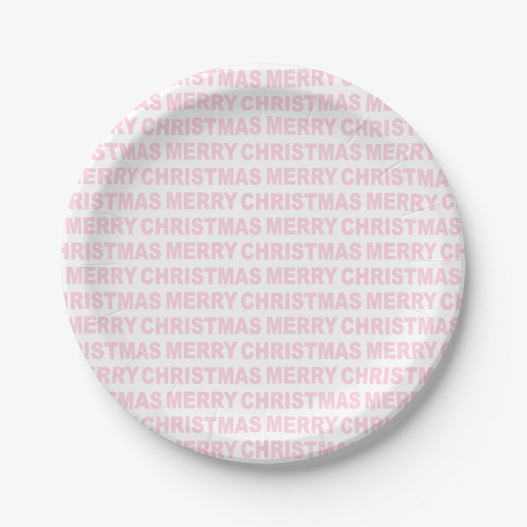 Light Pink Christmas Typography Paper Plates