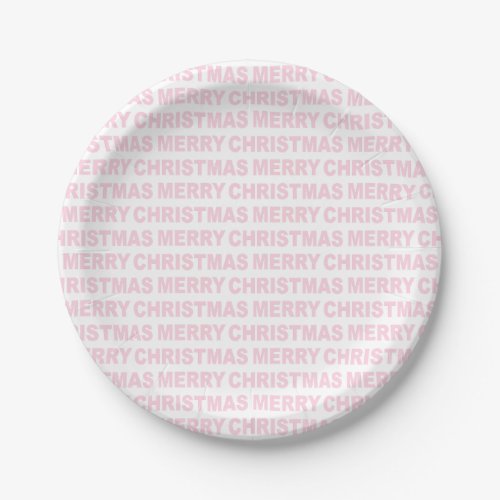 Light Pink on White Christmas Typography Paper Plates