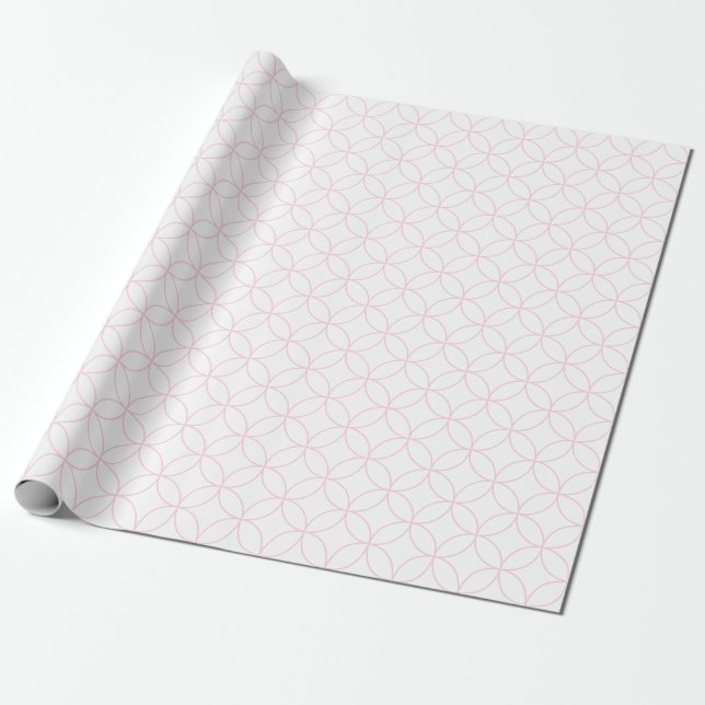 Light Pink on White Overlapping Circles Wrapping Paper (Unrolled)