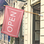 Light Pink Open Sign Modern Minimal Business Flag<br><div class="desc">Simple classic light pink minimalist weatherproof flag with clean white sans serif typeface for your small business,  shop,  boutique,   bakery,  restaurant,  salon,  or anything else that needs an eye catching boost to let potential customers know they're welcome to come on in.</div>