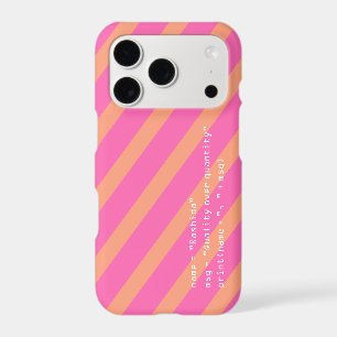 Light Pink Orange White Message in Python Code Iphone 18 Pro Case