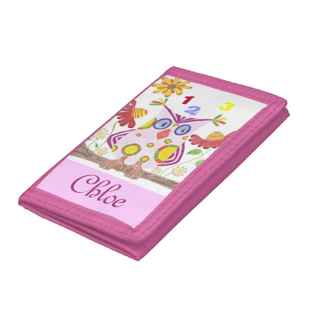 Light pink owl kid wallet (Bottom)