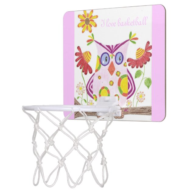 Light pink owl mini basketball hoop (Left)